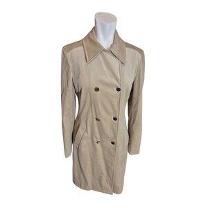 MAG by Magaschoni VTG Velvet Overcoat Double Breasted Coat Beige Sz 6